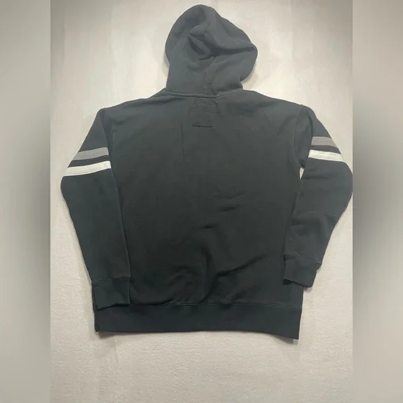 Hollister Black Logo Hoodie Men’s Large Fleece Pullover Cotton Blend Los Angeles - Picture 2 of 7